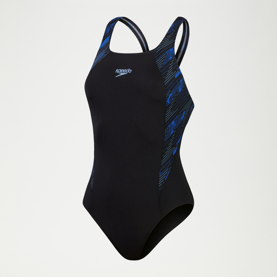 HyperBoom Muscleback-Badeanzug für Damen Schwarz/Blau