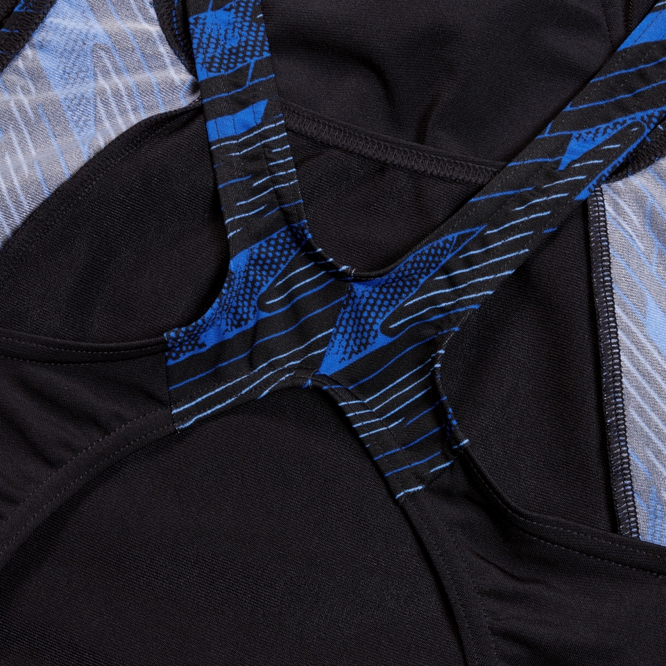 HyperBoom Muscleback-Badeanzug für Damen Schwarz/Blau