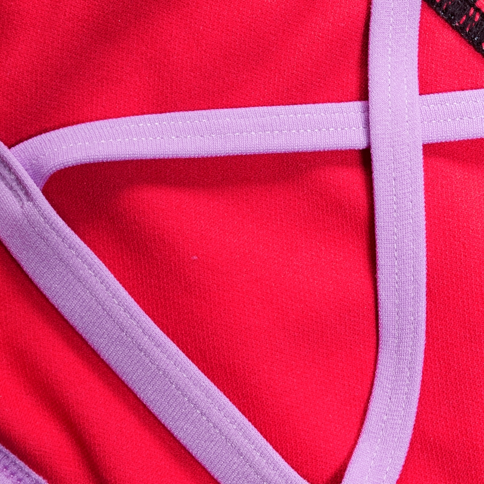 All-Over Digital-Bikinioberteil mit Kreuzrückenausschnitt für Damen Schwarz/Weiß/Rot