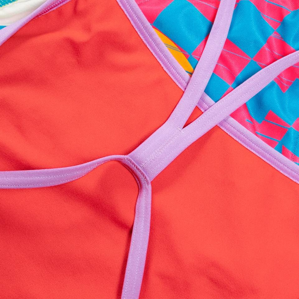 Women's Allover Digital Vback Swimsuit Pink/Yellow