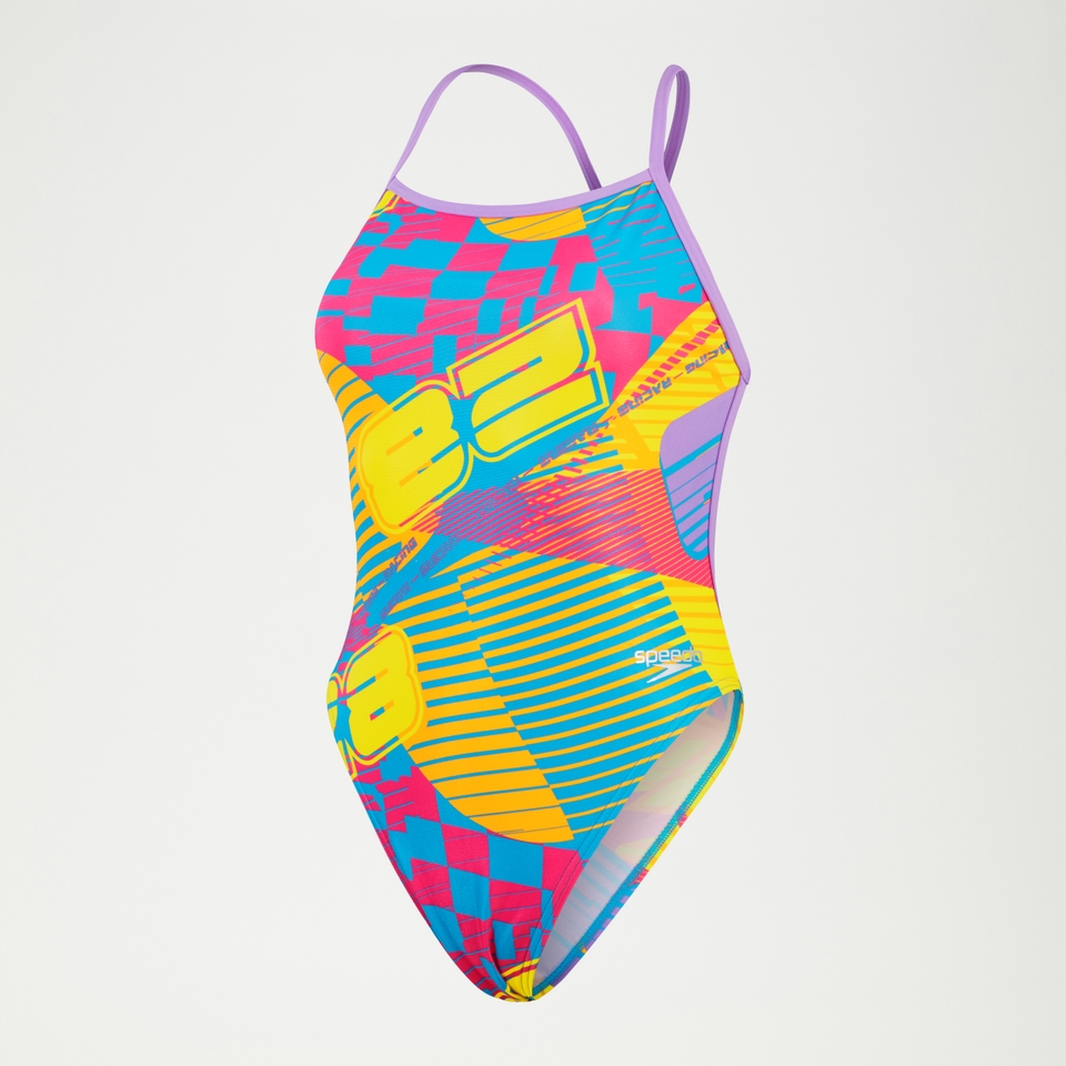 Women's Allover Digital Vback Swimsuit Pink/Yellow