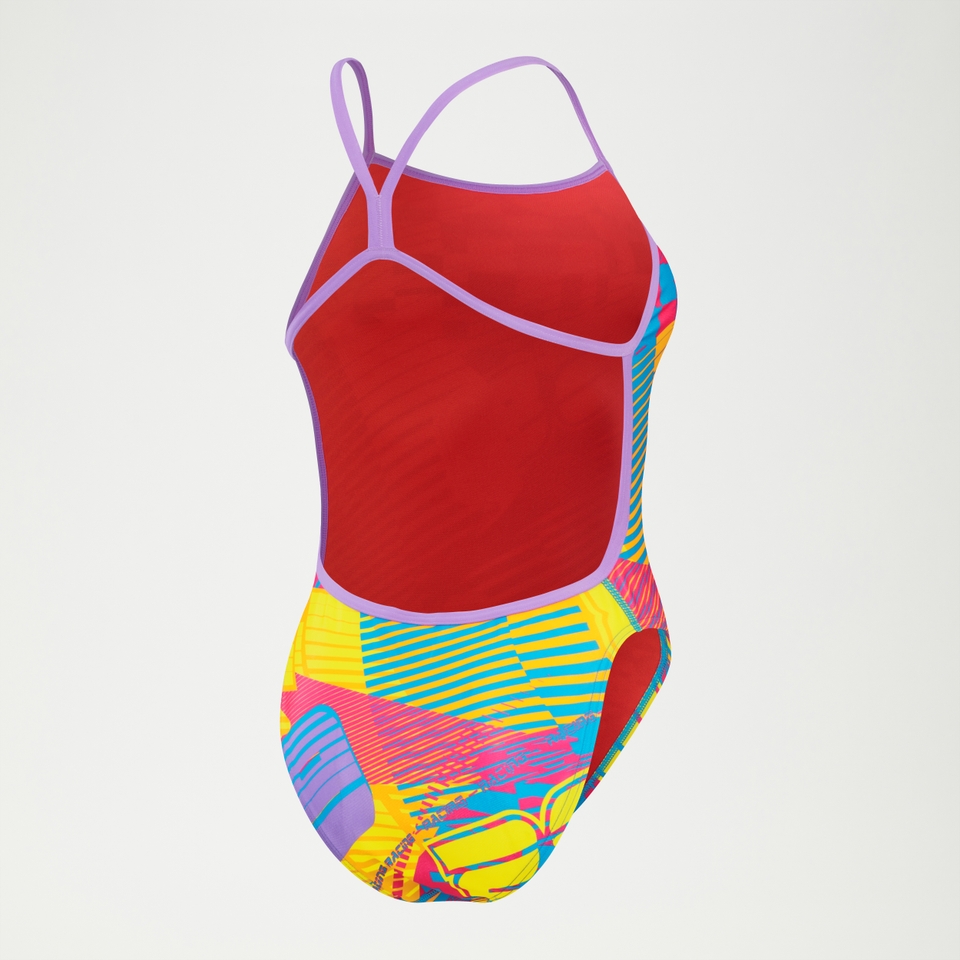 Women's Allover Digital Vback Swimsuit Pink/Yellow