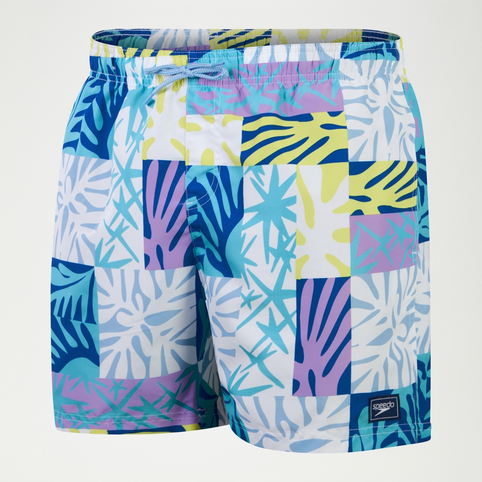 Men's Digital Printed Leisure 16" Swim Shorts Blue/Purple