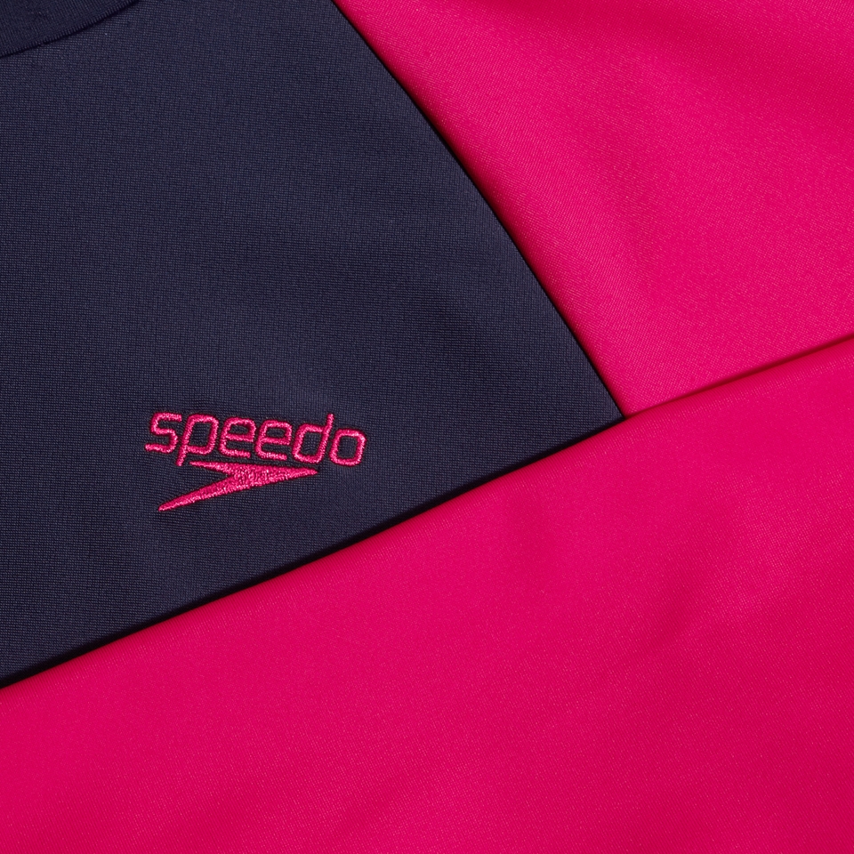 Diskreter 3-teiliger Badeanzug für Mädchen Marineblau/Pink