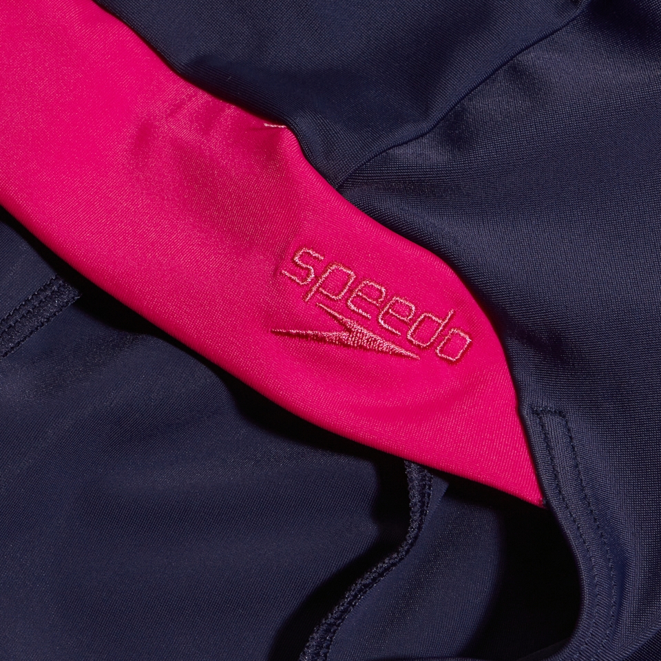 Diskreter 3-teiliger Badeanzug für Mädchen Marineblau/Pink