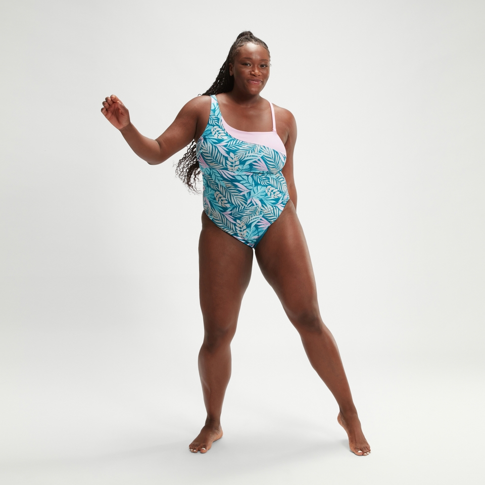 Women's Printed Asymmetric Swimsuit (+)