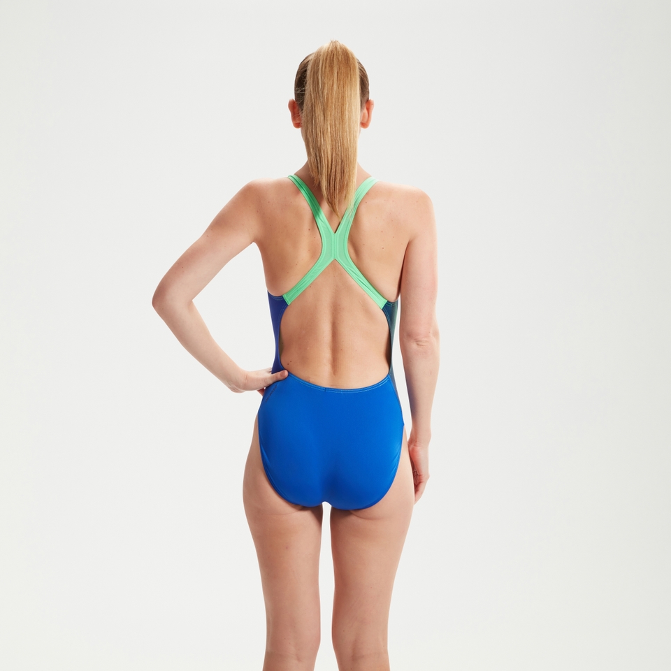 Women's Placement Digital Turnback Swimsuit Blue/Green