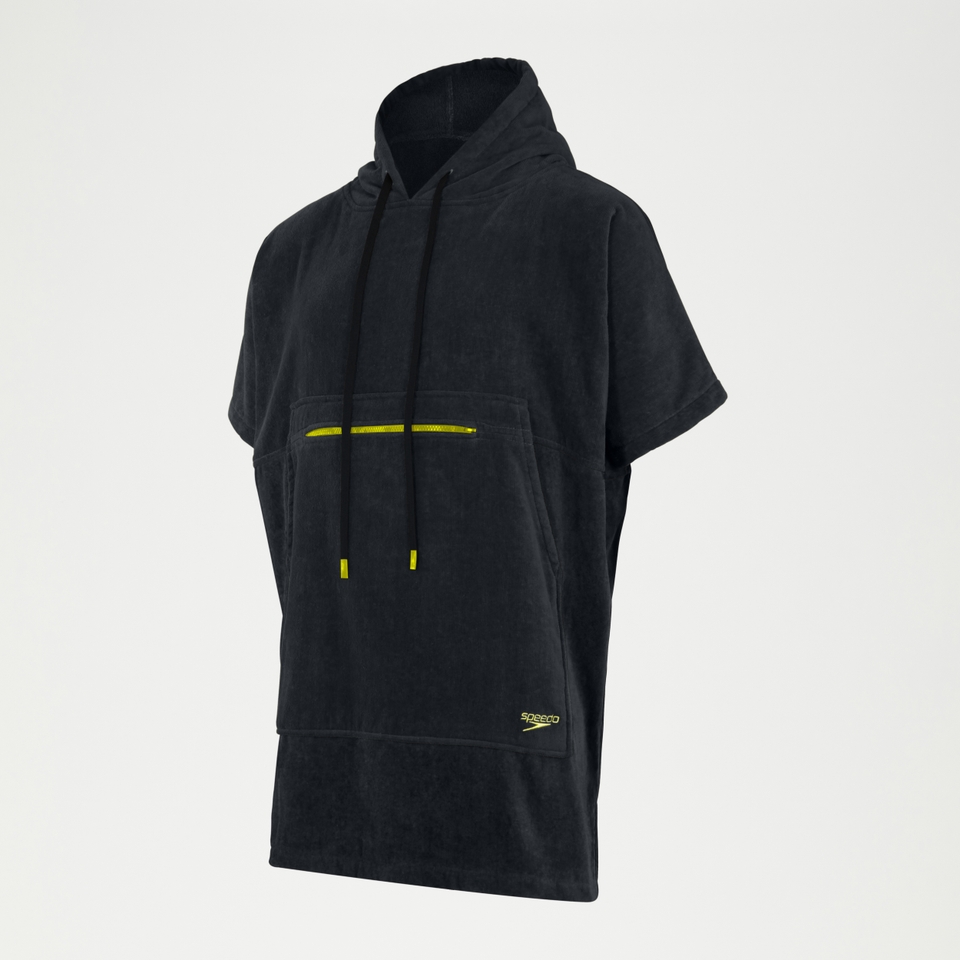 Adult Towel Swim Poncho Black/Yellow