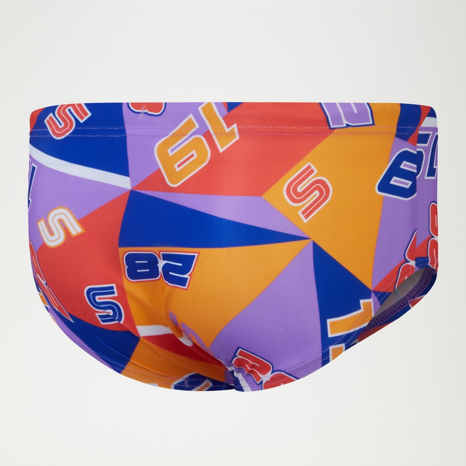 Jungen Club Training Badehose mit digitalem Allover-Print, 13 cm Blau/Gelb