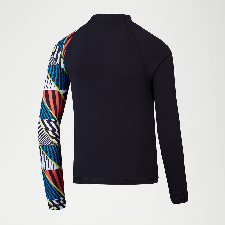 Boys Digital Long Sleeve Rash Top Black/Red/Blue