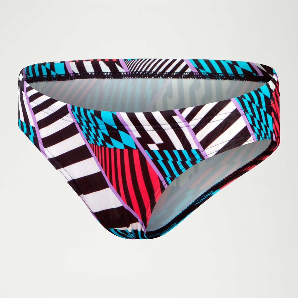 Damen Club Training Hipster-Badehose mit digitalem Allover-Print Schwarz/Weiß/Rot