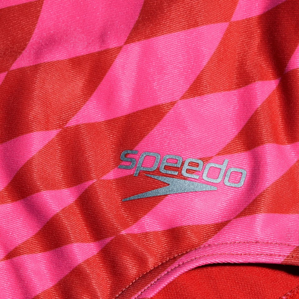 Girls Allover Digital Vback Swimsuit Red/Pink