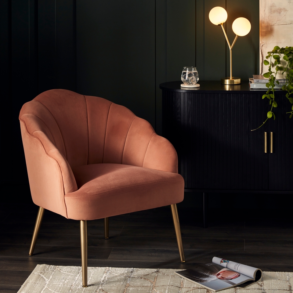 Sophia Scallop Accent Chair - Matte Pink