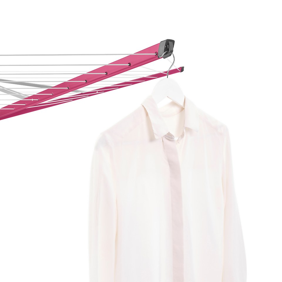 Brabantia Lift-O-Matic 50m Rotary Dryer with Ground Spike & Accessories - Spring Pink