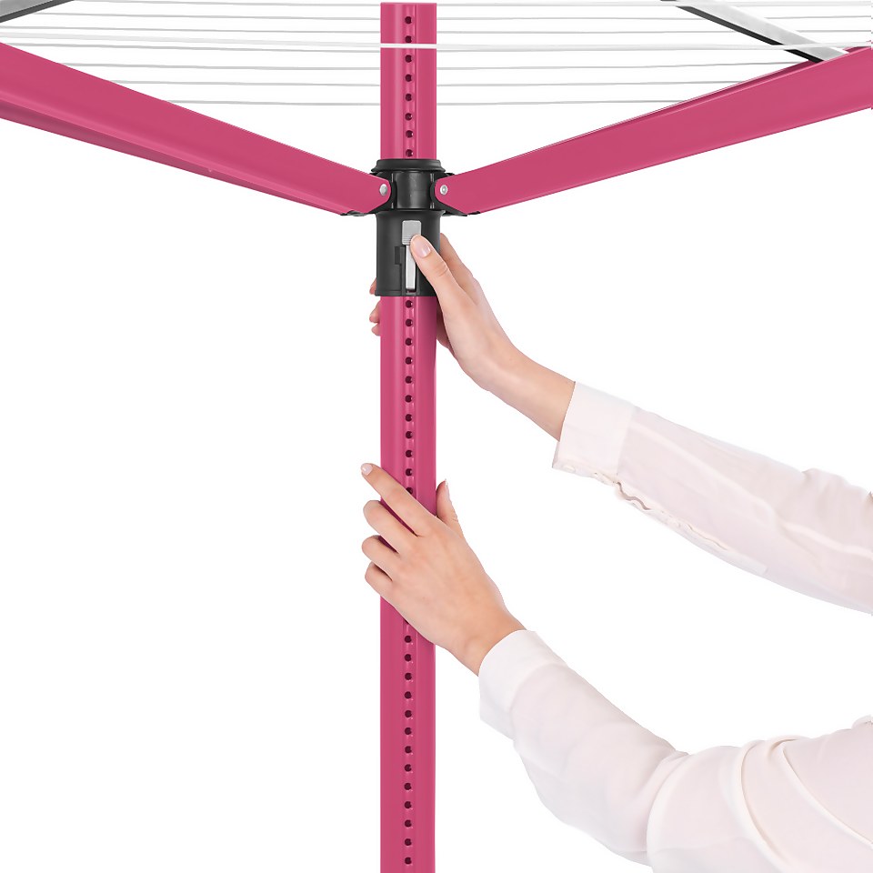 Brabantia Lift-O-Matic 50m Rotary Dryer with Ground Spike & Accessories - Spring Pink