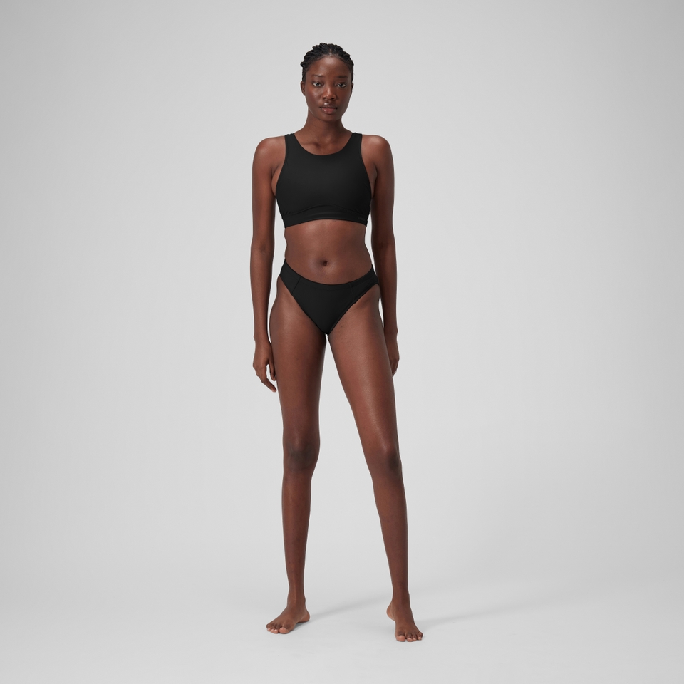 Women's Mesh Solid Highneck Top Black