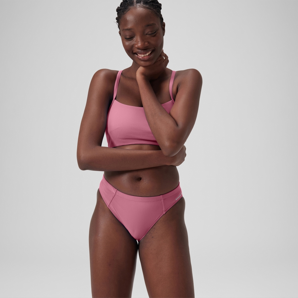 Bas de bikini classique uni Femme Rose