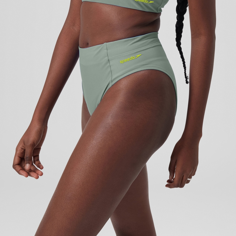 Women's Solid High Waisted Bikini Bottom Green