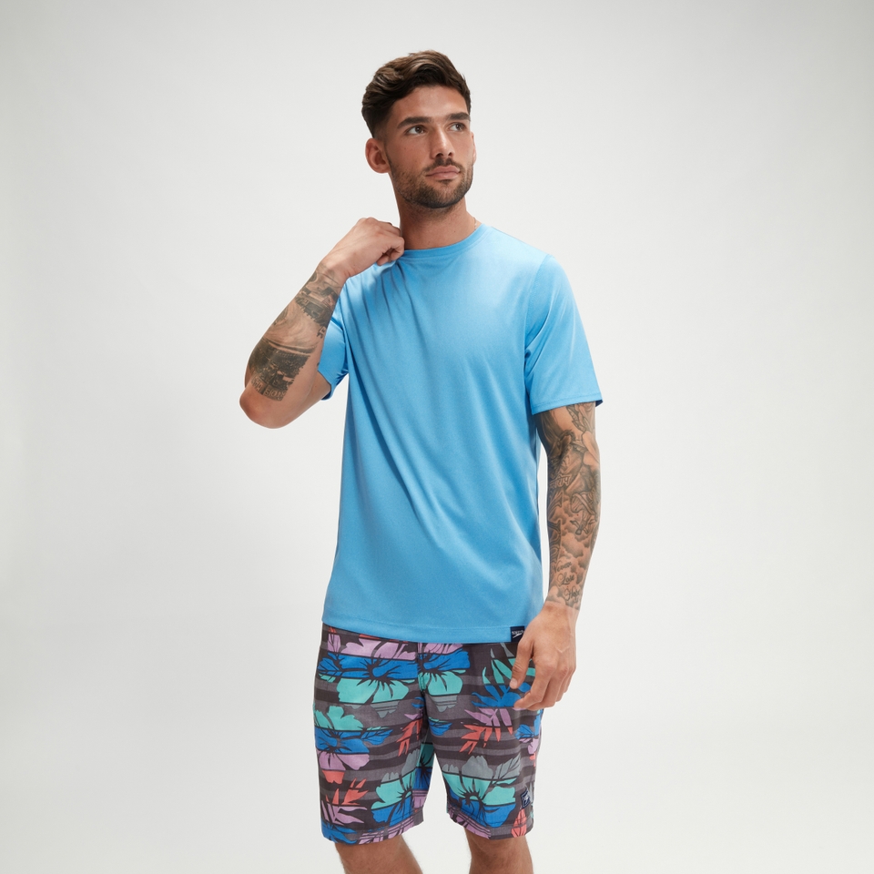 Men's Short Sleeve Graphic Swim Rashguard Blue