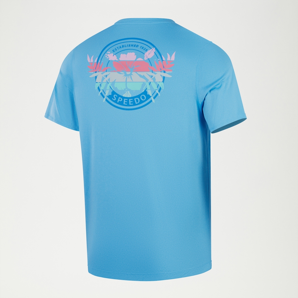 Men's Short Sleeve Graphic Swim Rashguard Blue