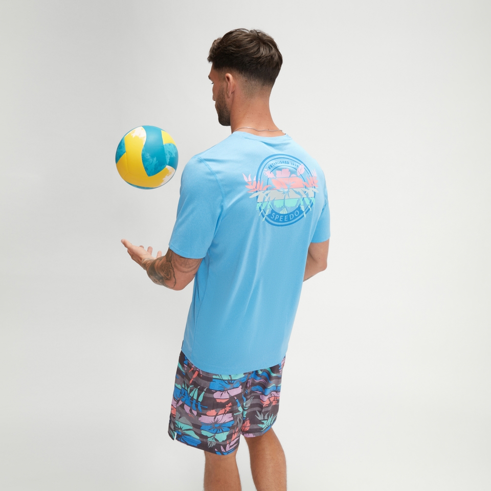 Men's Short Sleeve Graphic Swim Rashguard Blue