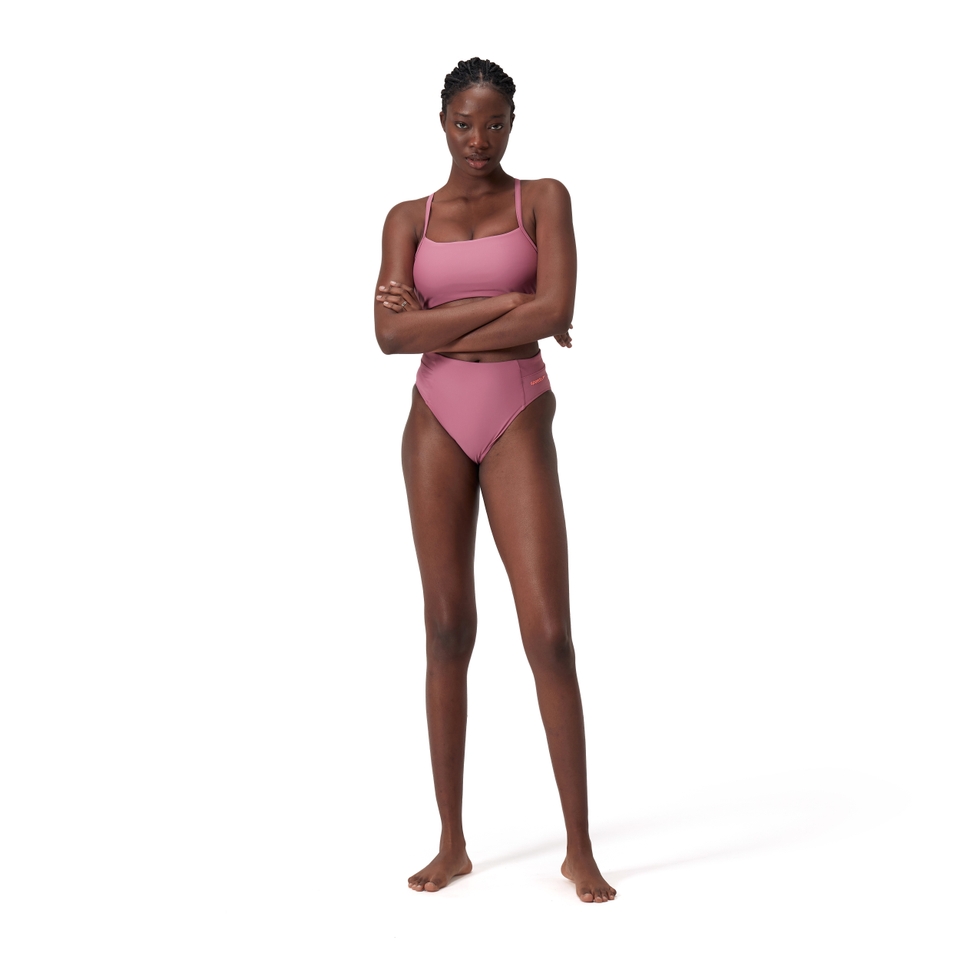 Bas de bikini taille haute couleur unie pour femmes, violet