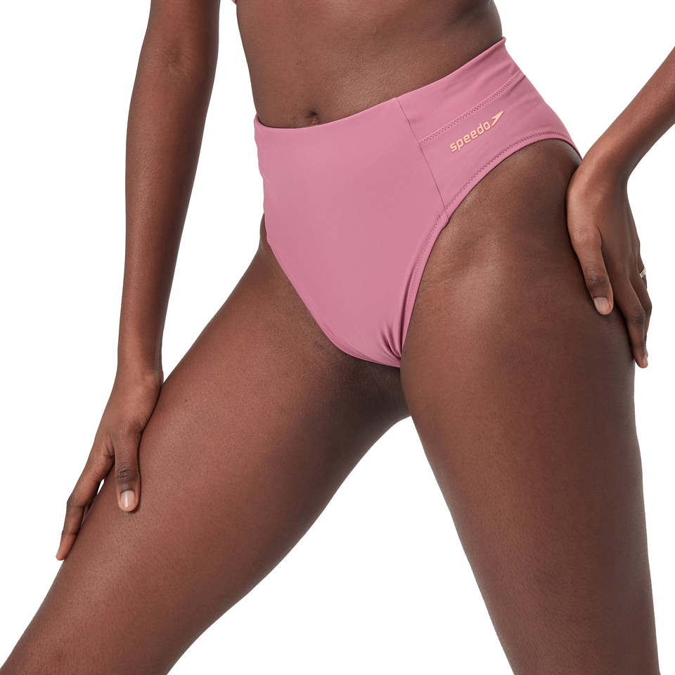 Bas de bikini taille haute couleur unie pour femmes, violet
