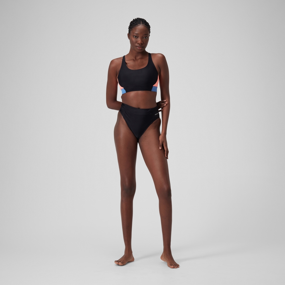 Women's Solid High Waisted Bikini Bottom Dark Grey