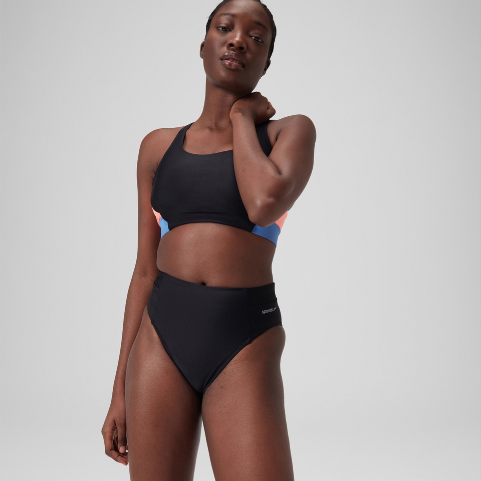 Women's Solid High Waisted Bikini Bottom Dark Grey