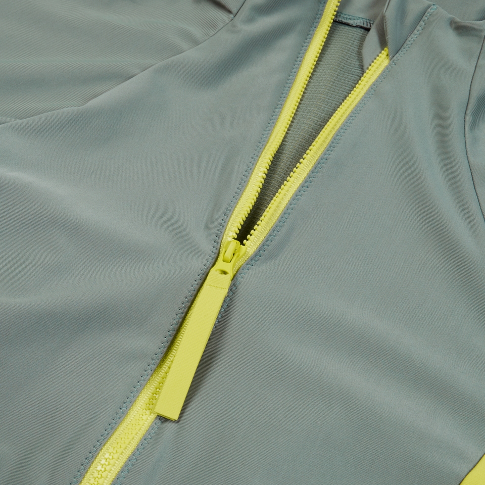 Women's Long Sleeve Colorblock Zip One Piece Green