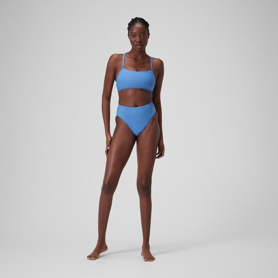 Women's Solid High-Waist Bottom Blue