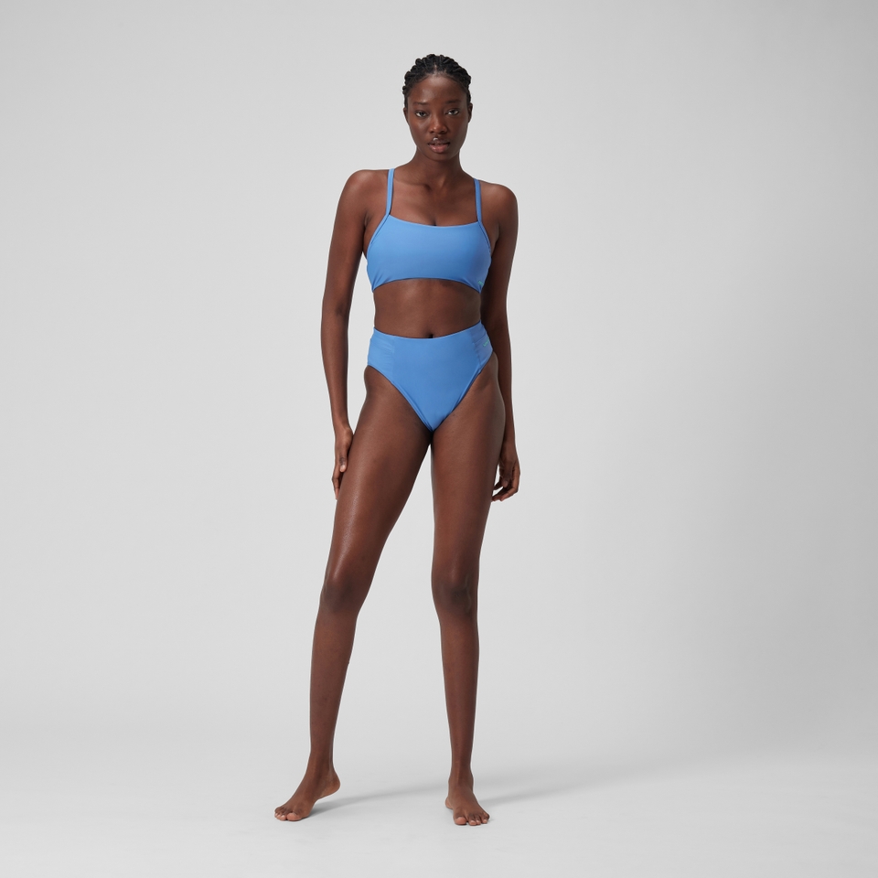 Women's Solid High-Waist Bottom Blue