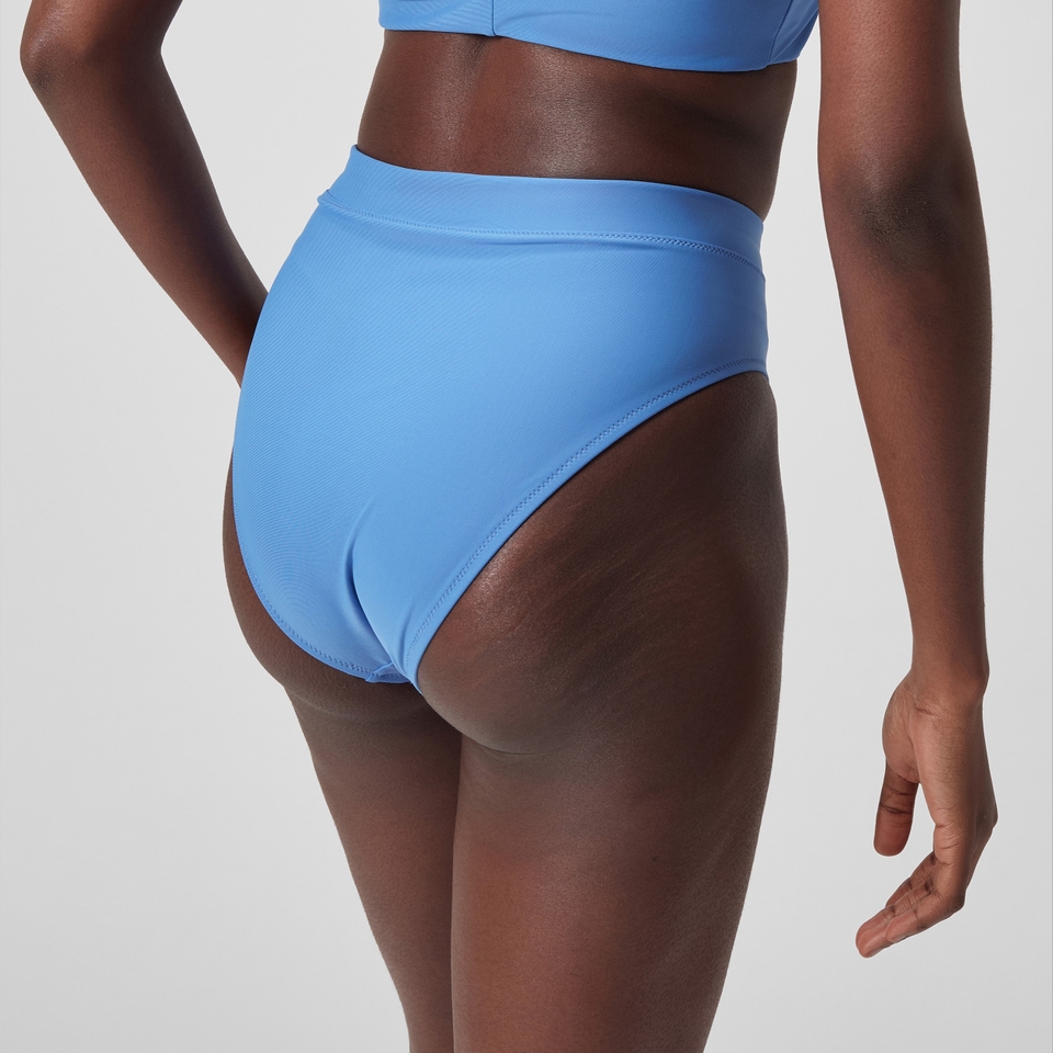 Bas de bikini taille haute uni Femme bleu