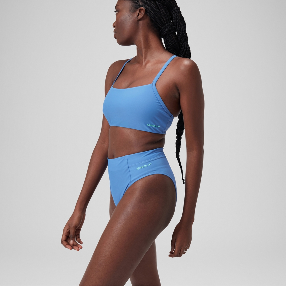 Women's Solid High-Waist Bottom Blue