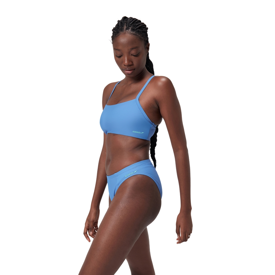 Bas de bikini classique couleur unie pour femmes, bleu