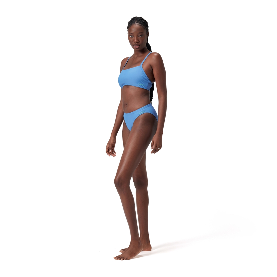 Bas de bikini classique couleur unie pour femmes, bleu