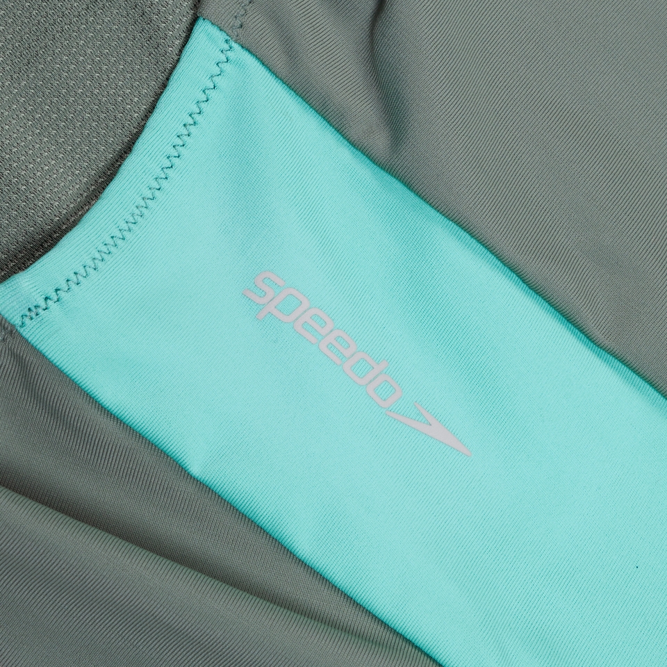 Women's Zip Colourblock Swimsuit Green