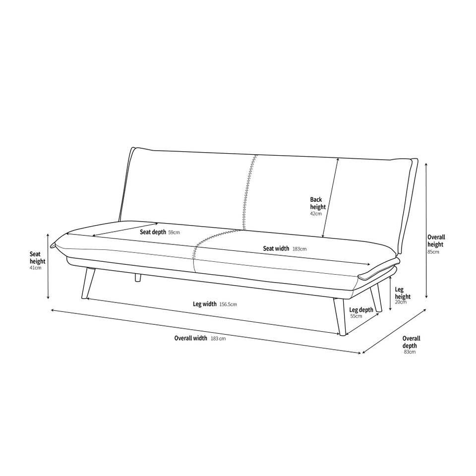 Reid Cord Click Clack Sofa Bed - Grey