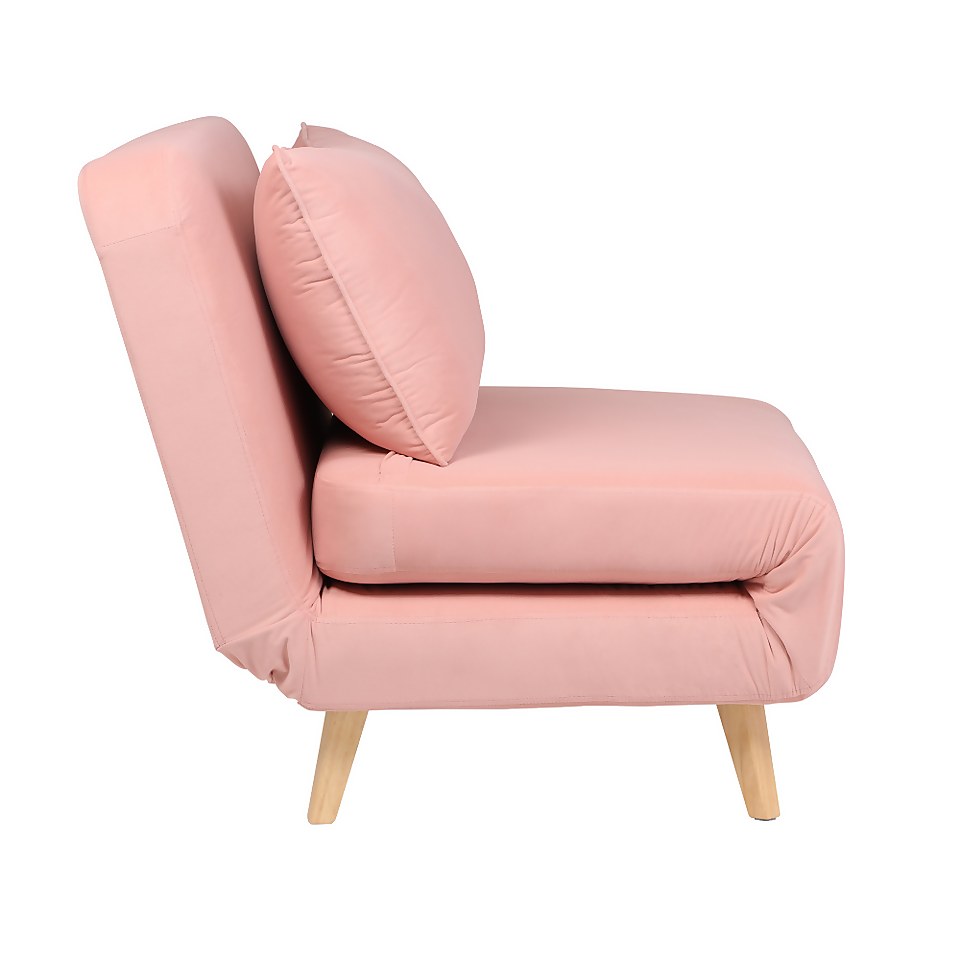 Arla Velvet Folding Sofa Bed - Pink