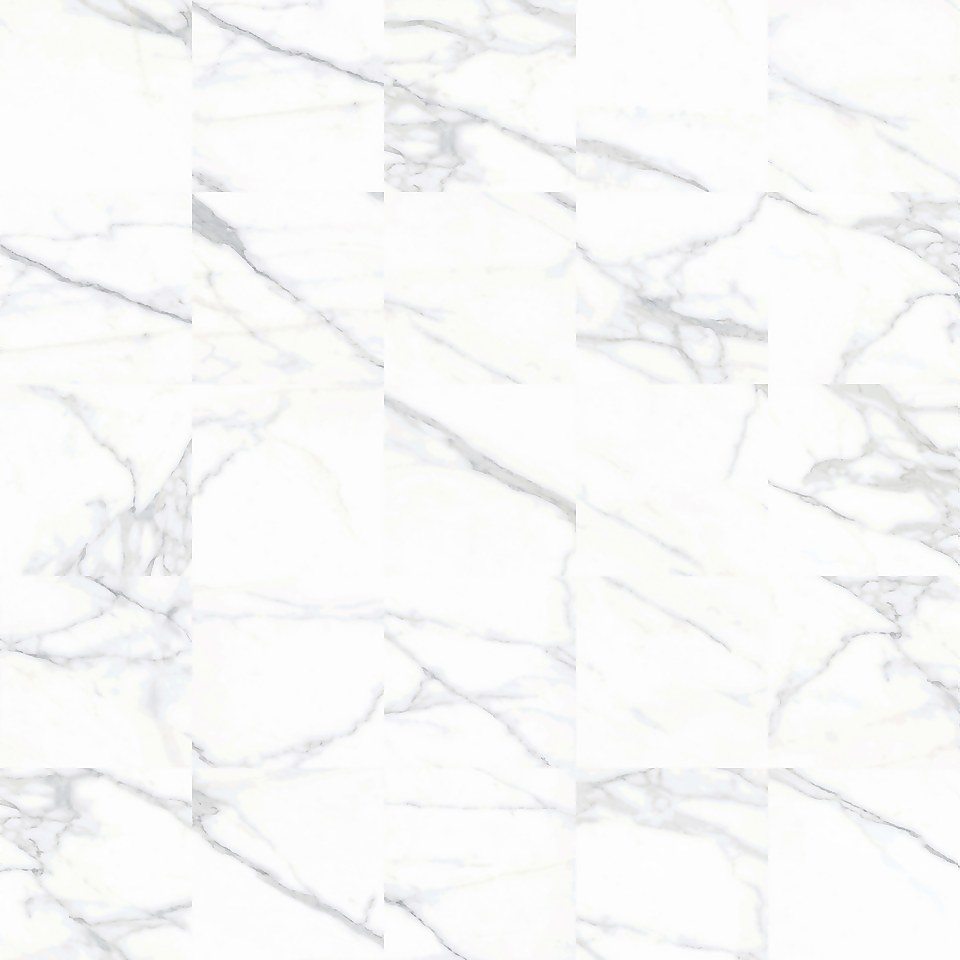 Calacatta Dover Porcelain White Marble Effect Matt Floor and Wall Tile 600 x 600mm - 1.08 sqm Pack