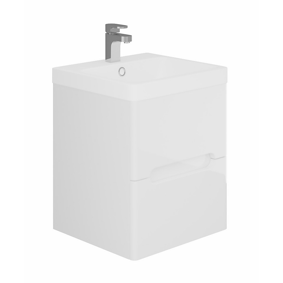 Bathstore Skye 500mm Wall Hung 2 Drawer Vanity Unit and Basin White Homebase