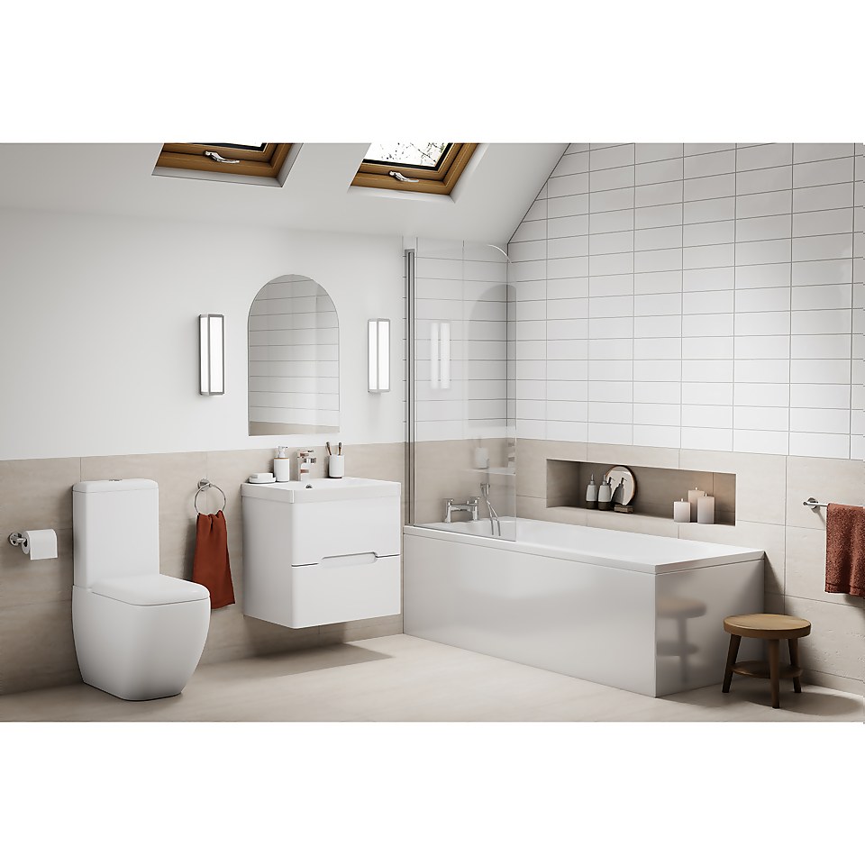 Bathstore Skye 600mm Wall Hung 2 Drawer Vanity Unit and Basin - White