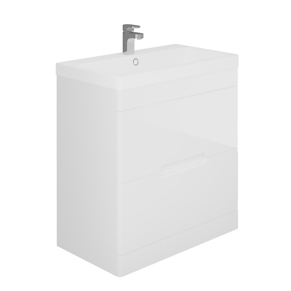 Bathstore Skye 800mm Floorstanding 2 Drawer Vanity Unit and Basin - White