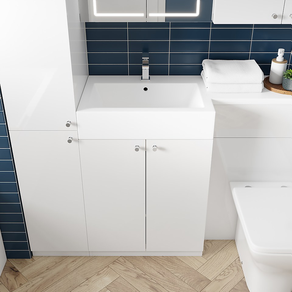 MyConcept 1200mm Left Hand Combination Vanity Unit with Basin and WC Unit - White