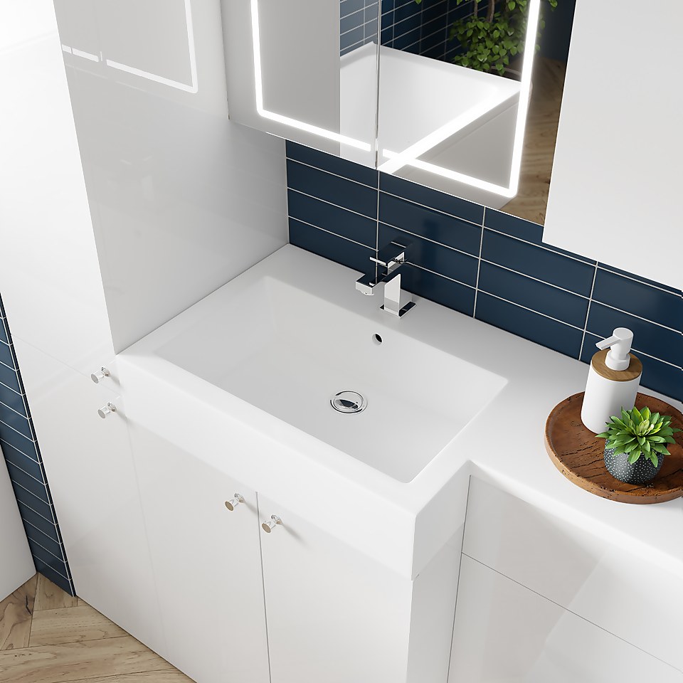 MyConcept 1200mm Left Hand Combination Vanity Unit with Basin and WC Unit - White