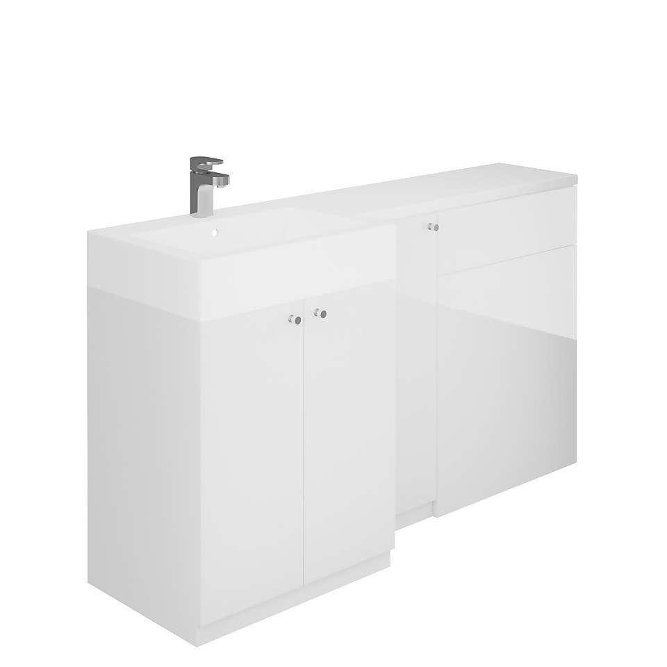 MyConcept 1500mm Left Hand Combination Vanity Unit with Basin and WC Unit - White