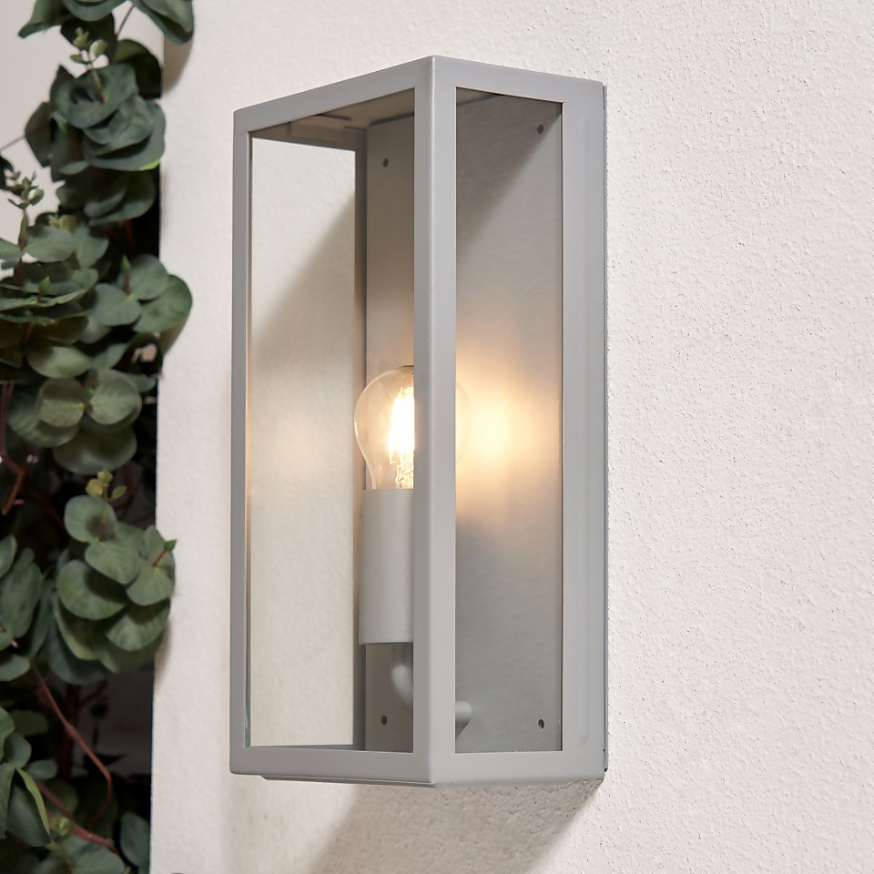 Outdoor Box Lantern Wall Light - Silver