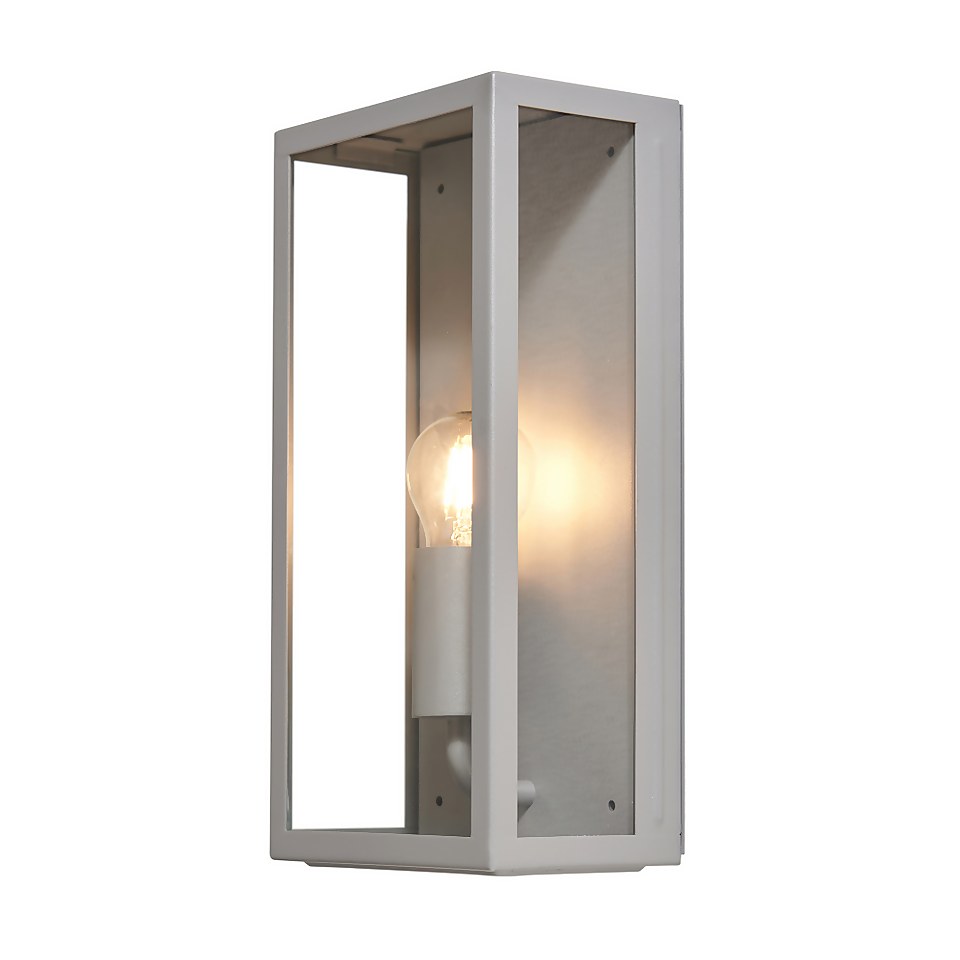 Outdoor Box Lantern Wall Light - Silver