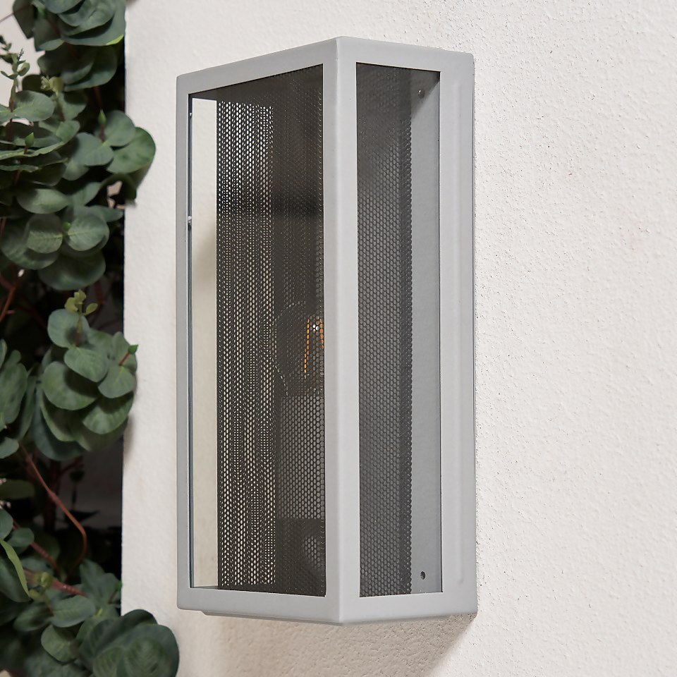 Mesh Outdoor Wall Box Lantern - Silver & Black