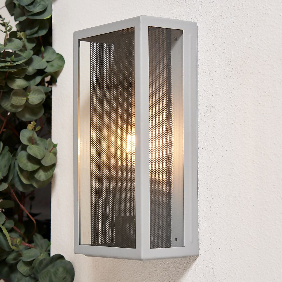 Mesh Outdoor Wall Box Lantern - Silver & Black